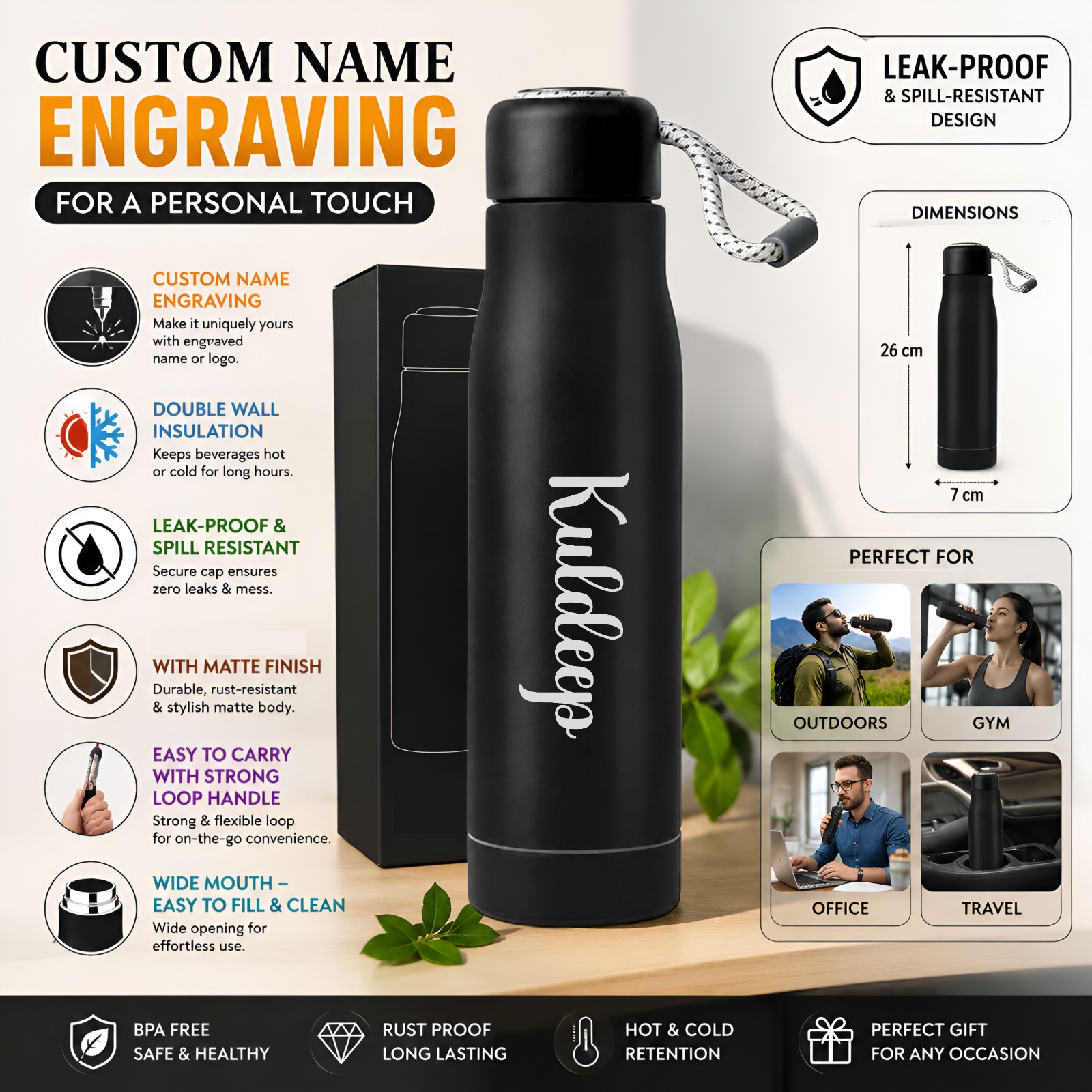 B16 Insulated Vacuum Double Layer  (Matt Black)